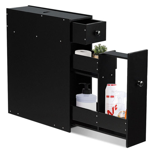 Slim Storage Cabinet with Slide-out Drawers and Flip open Top Cover