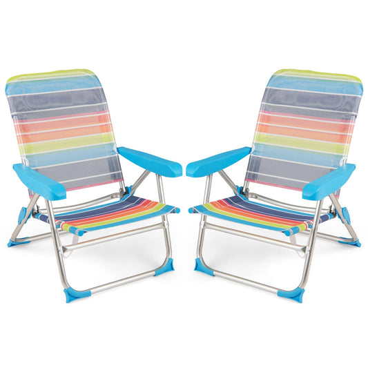 4 Adjustable Position Camping Chair with Armrests & Carry Strap