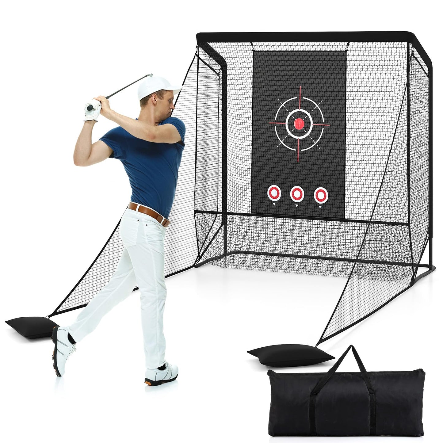 Golf Practice Hitting Net Golf Cage with Dual Side Barriers