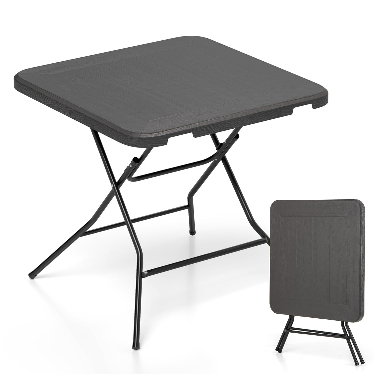 80 x 80 x 75cm Outdoor Portable Square Camping Trestle Table with HDPE Top