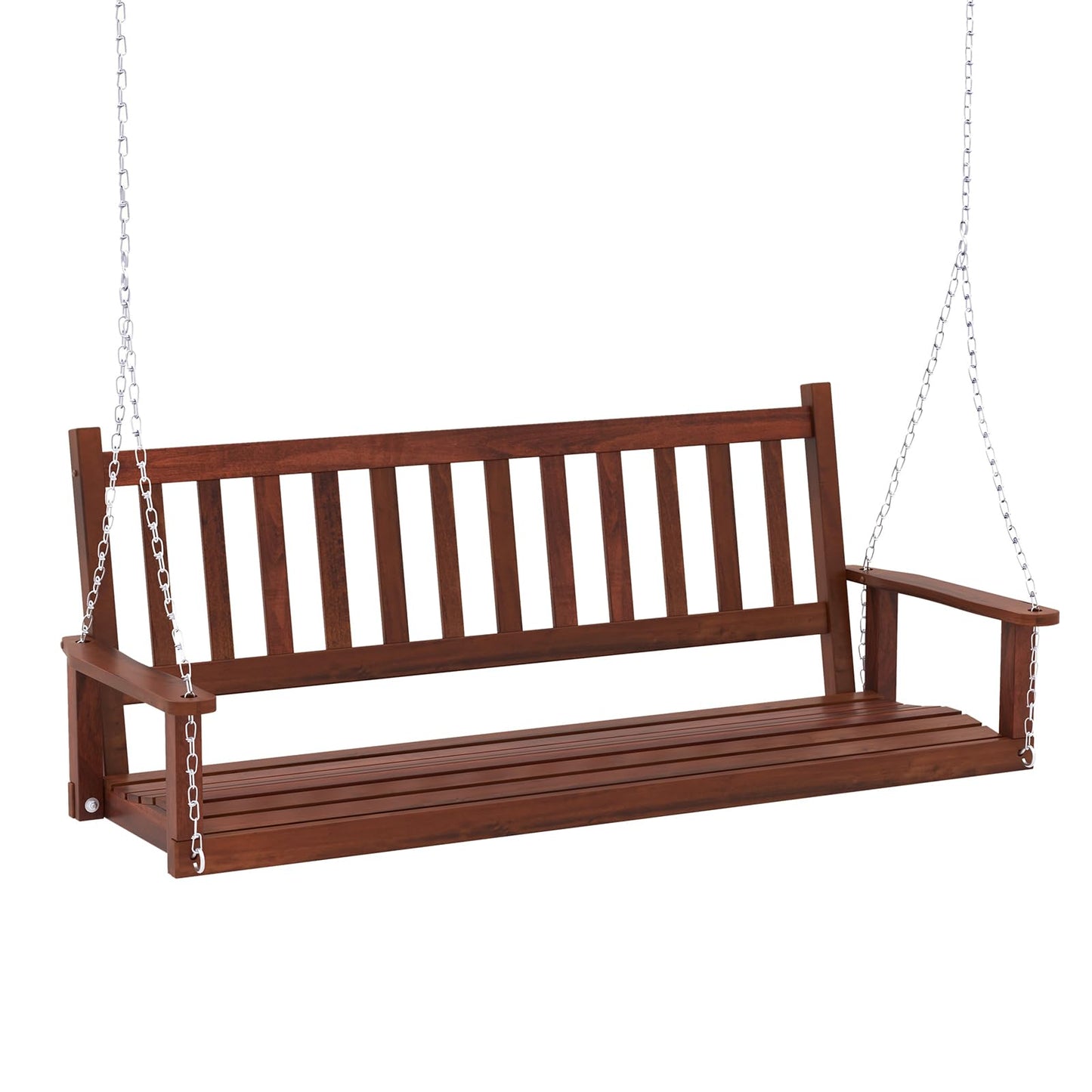 2/3 Person Wooden Outdoor Porch Swing with Adjustable Upper Chains