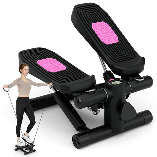 Mini Stepper for Workout Portable Hydraulic Stepper with Resistance Bands