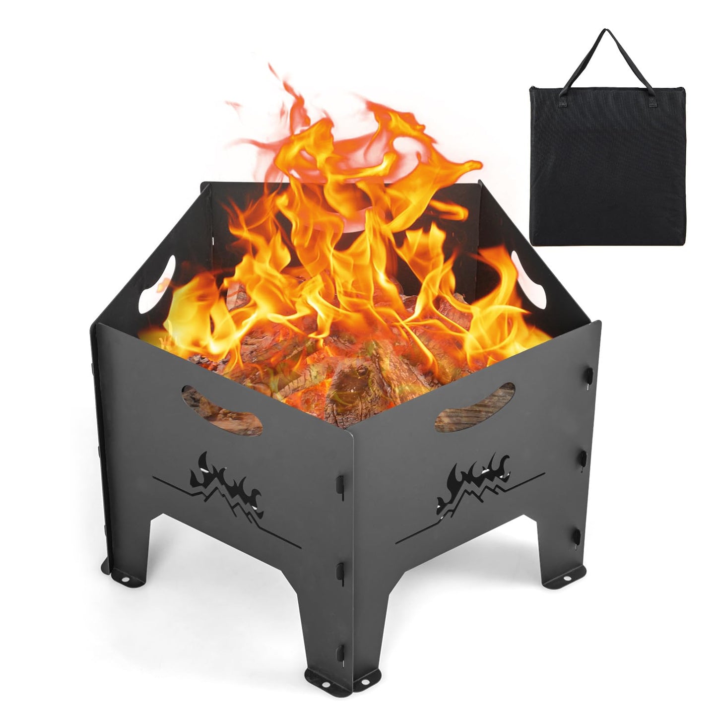 Collapsible Patio Wood Burning Fire Bowl with Carry Bag