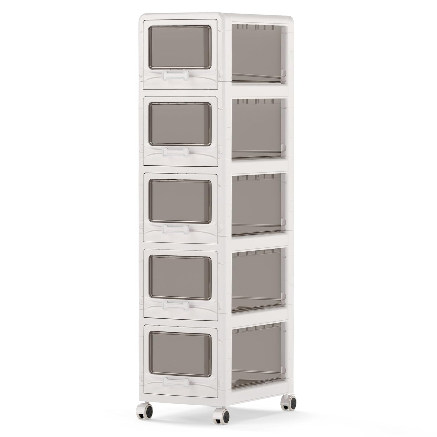 Slim Bathroom Floor Cabinet with 3/4/5 Drawers on Wheels (3-Tier) | Narrow Bathroom Storage Unit