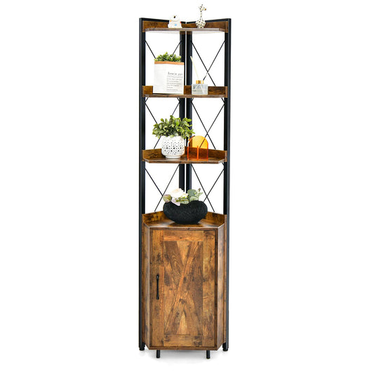 6 Tier Industrial Corner Storage Shelf with Adjustable Shelf
