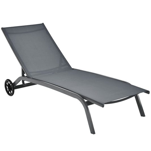 6 Positions Adjustable Chaise Lounge Deck Sunbed