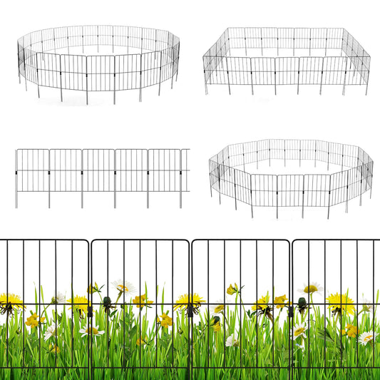 GiantexUK Decorative Garden Fence 51in x 14ft/24in x 13ft Foldable Rustproof Metal Wire Fencing