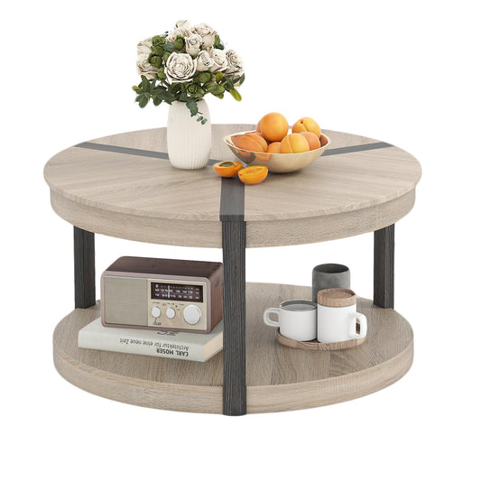 2-Tier 88cm Rubber Wood Cocktail Center Accent Tea End Sofa Side Table