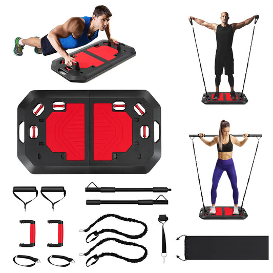 Fitness Equipment with Foldable Push-up Stand Elastic Resistance Bands