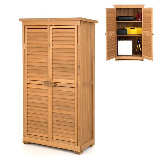 GiantexUK Wooden Garden Shed, Outdoor Tool Storage Cabinet with 3 Removable Shelves