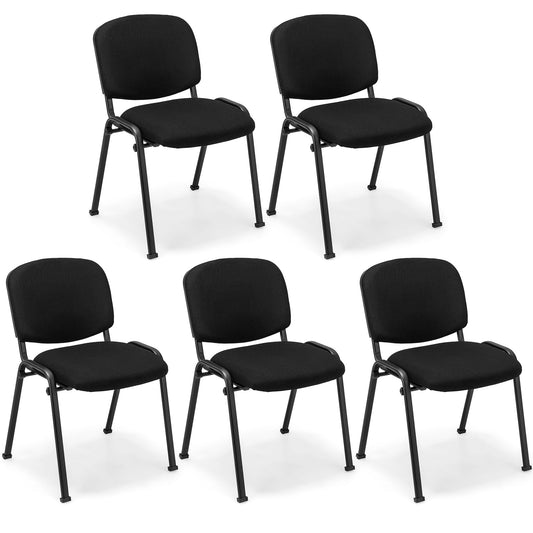 Set of 5 Stackable Reception Chairs, Upholstered Armless Office Meeting Conference Chair