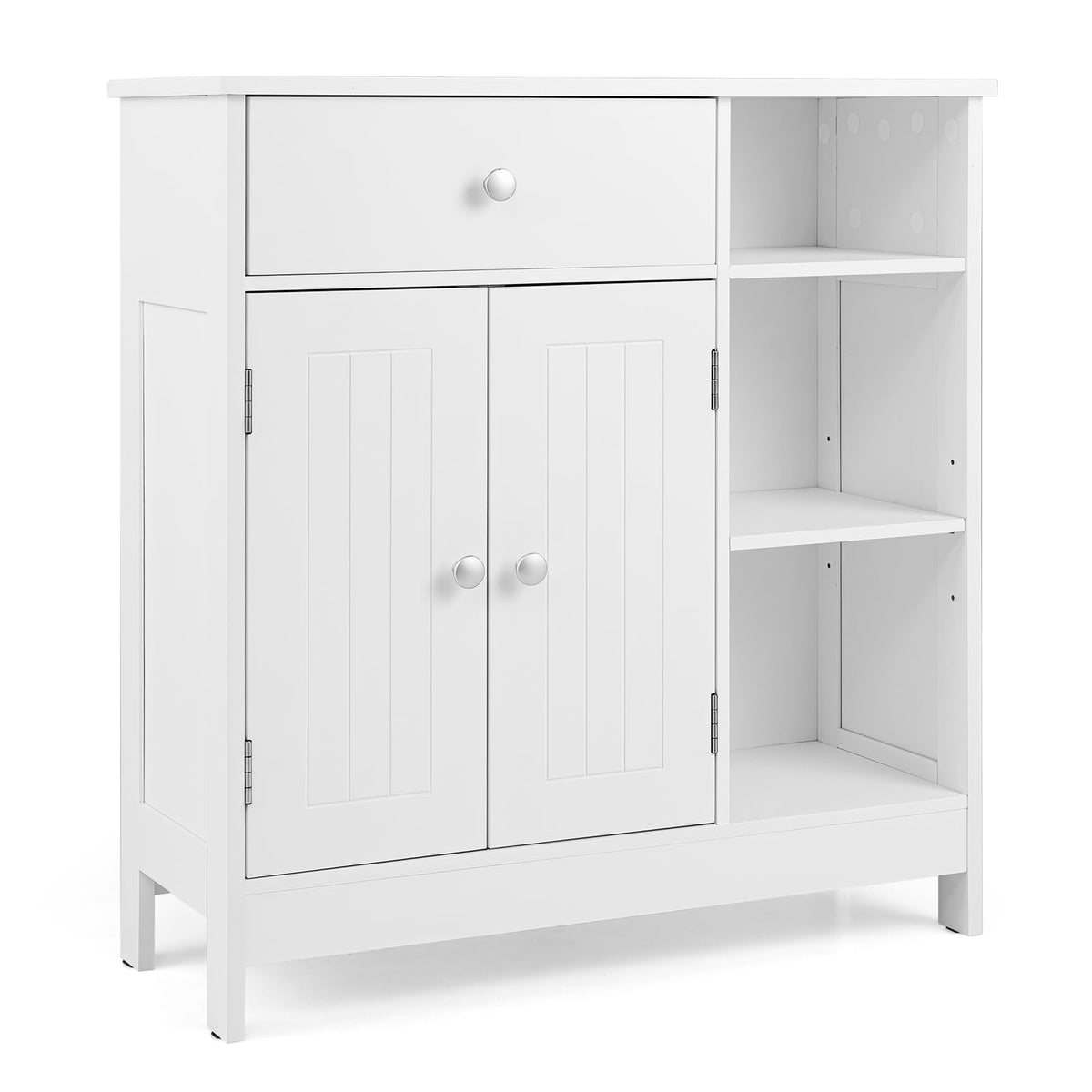 Bathroom Floor Cabinet with Drawer, Adjustable Shelves