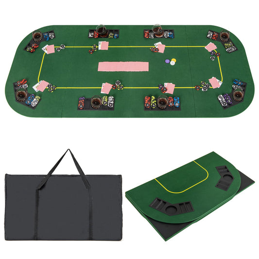 8-Player Foldable Poker Table Top with Carry Bag for Family Game Casin