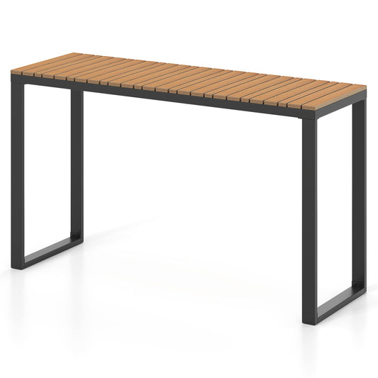 6-Person Metal Frame Rectangular Garden Table with WPC Slat Tabletop