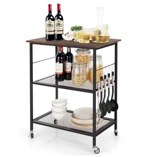 GiantexUK 3 Tier Serving Cart Microwave Stand with Shelves