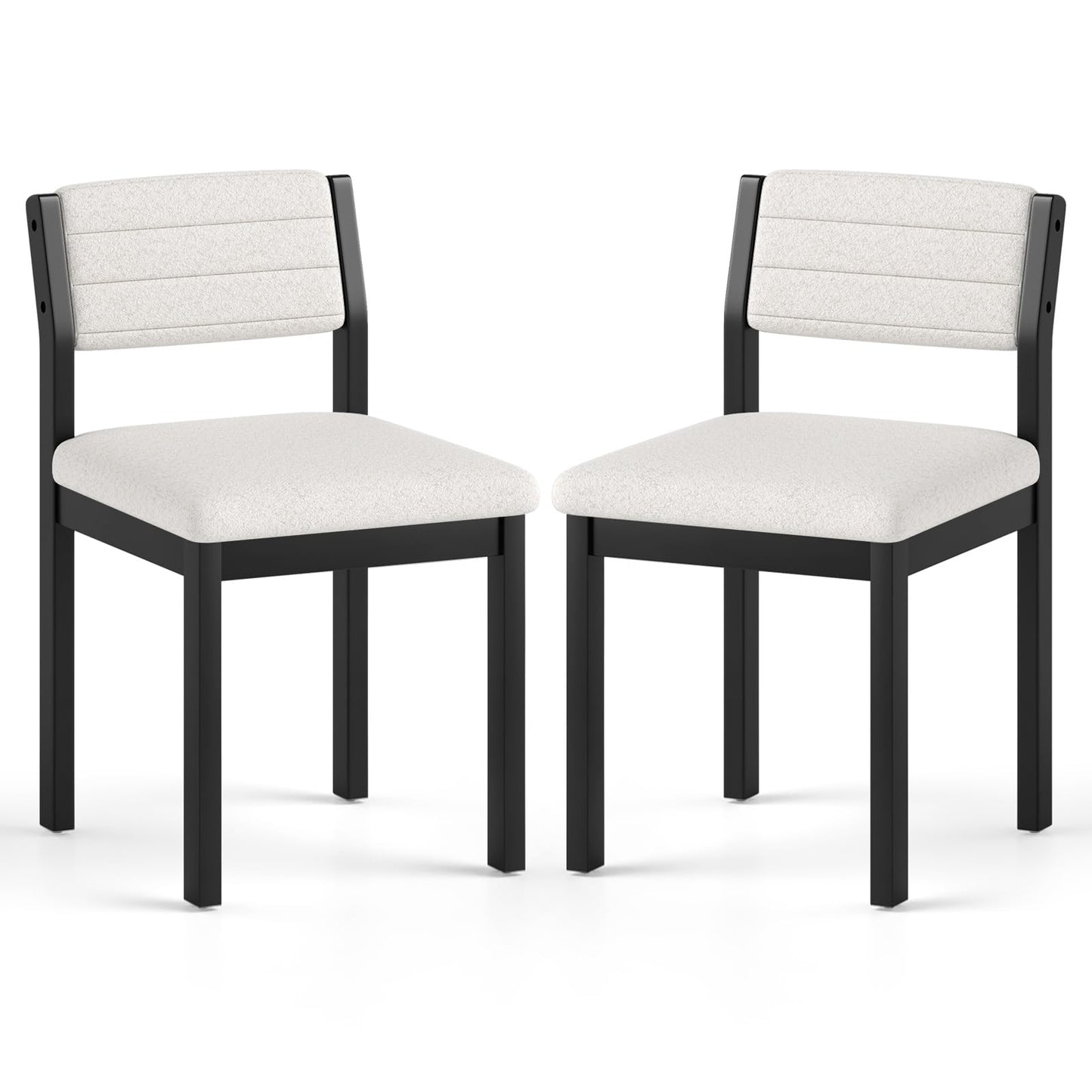 Imitation Lamb Fleece Home Chair with Upholstered Seat and Rubber Wood Legs
