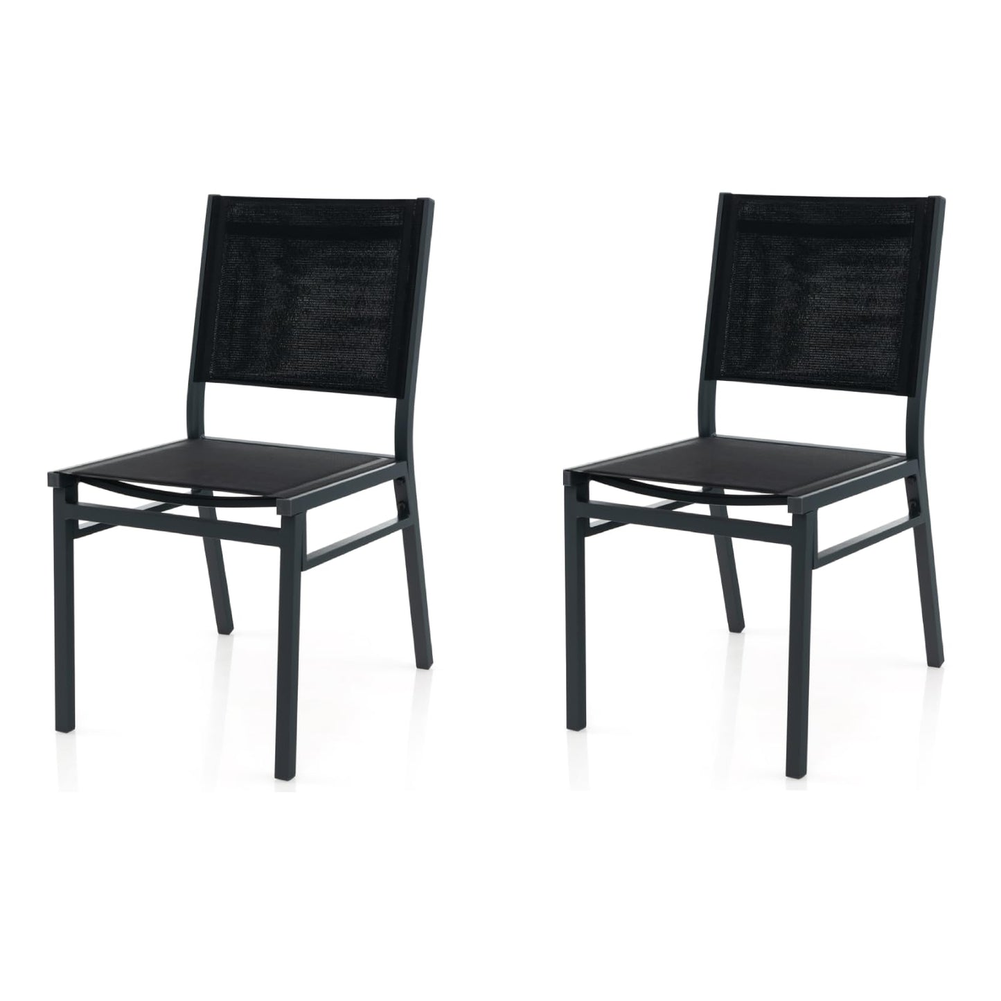 Aluminum Frame Patio Chairs with Curved Backrest & Fabric Seat