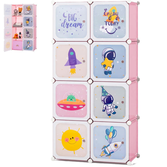 8-cube Baby Closet Organizer with Doors and Hanging Section