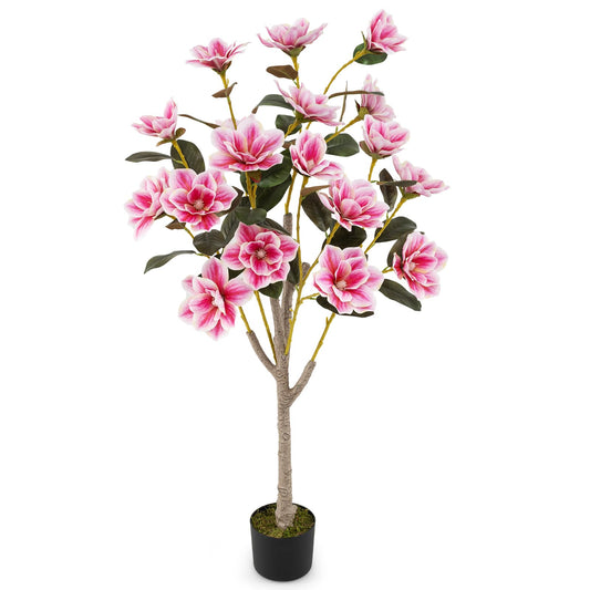 130CM Artificial Magnolia Tree Faux Wedding Flower Plant with Realistic Moss