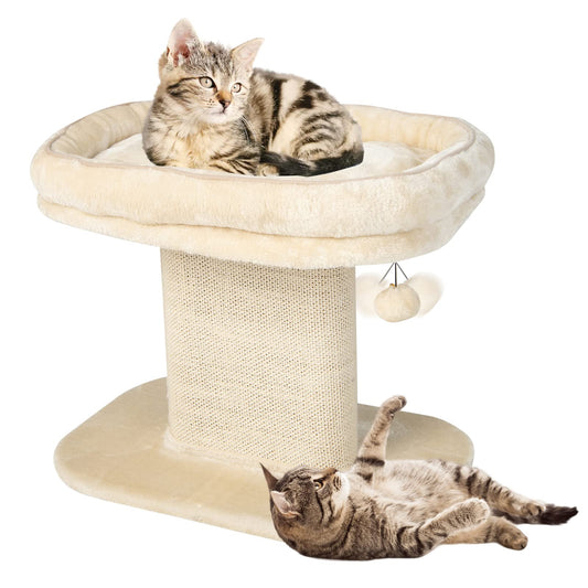 2-Tier Cats Tower with Sisal Scratching Panel Scratcher and Jingling Toy