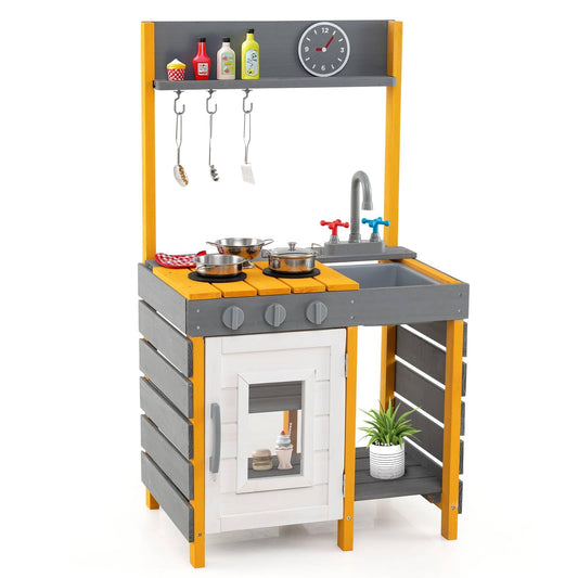 Mud Kitchen for Kids with Stoves Removable Sink and Faucet