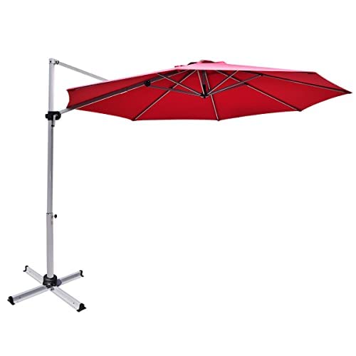 3.3m Patio Cantilever Umbrella with Tilting Adjustment and Cross base