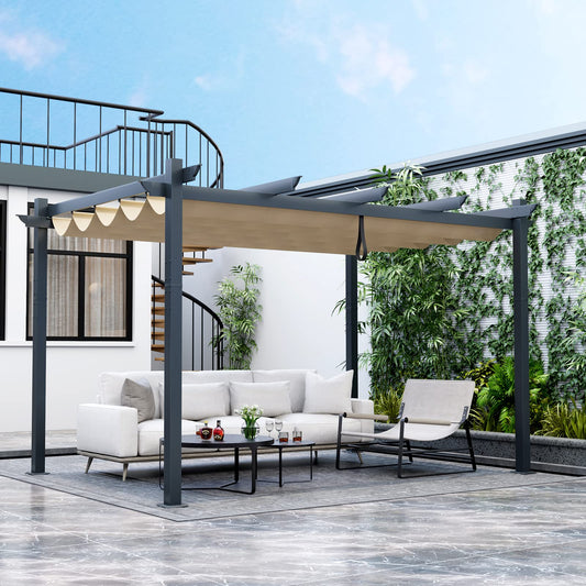 3 x 4 M Outdoor Retractable Pergola with Sun Shade Canopy