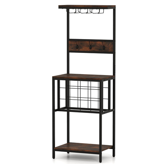 Floor Wine Bar Cabinet with Glass Racks and Wine Bottle Holders