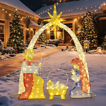 6 Ft Lighted Nativity Scene with 240 Warm White LED Lights