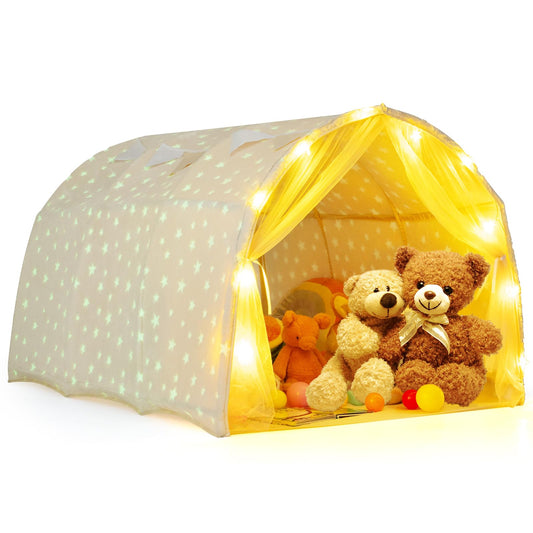 Magical Twin Bunk Bed Privacy Space with Glow in the Dark Stars