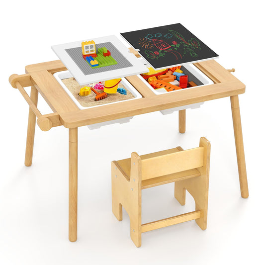 Sensory Table and Chair Set with Foldable Bins for Kids 2 to 8