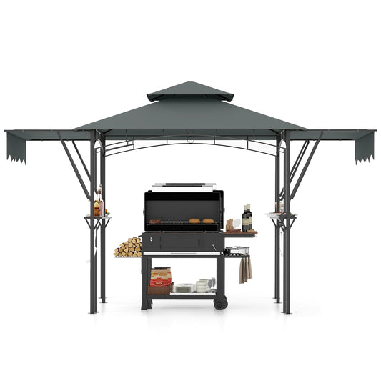 398 x 153 cm Grill Gazebo with Dual Side Awnings and Adjustable Shadow