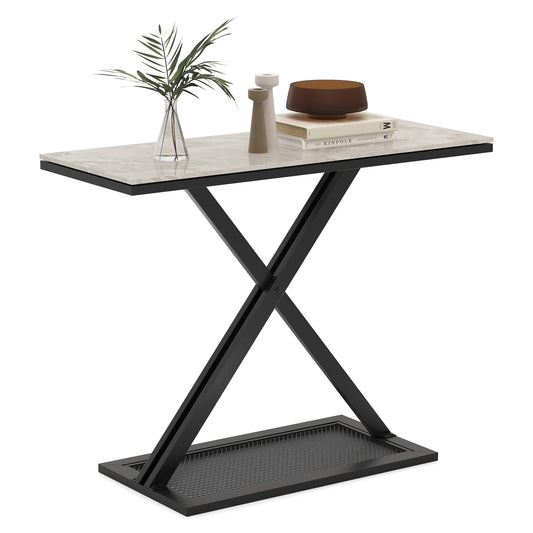 Faux Marble Top Metal Frame Entryway Console Table