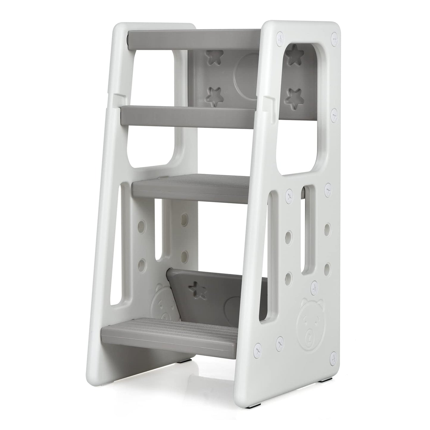 Height Adjustable Toddlers Kitchen Helper Stand with Double Safety Rails