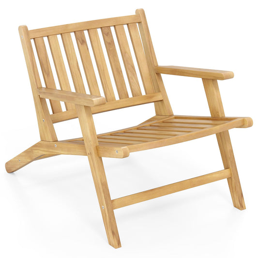 Natural Mid Century Teak Wood Outdoor Chair with Comfortable Backres