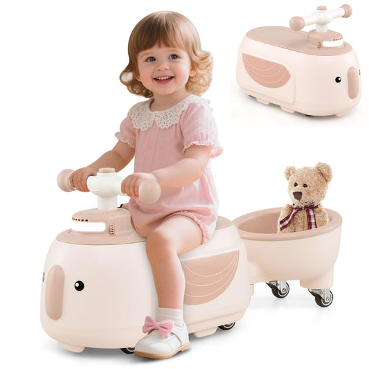 Toddler Ride on Toy with Trailer Sliding Car with Light and Music