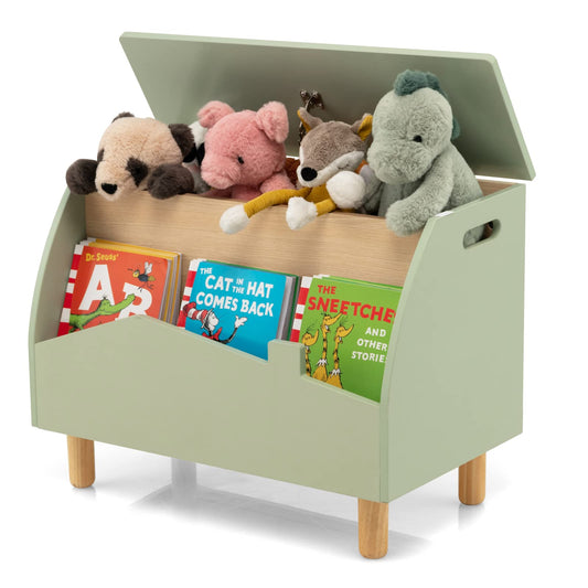 Giantex Wooden Toy Box Kids Storage Chest with Flip-top Lid Multifunctional Children's Organizer