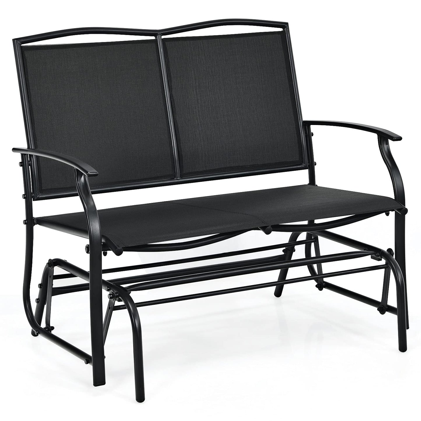Patio Double Steel Frame Fabric Swing Gliding Chair Loveseat