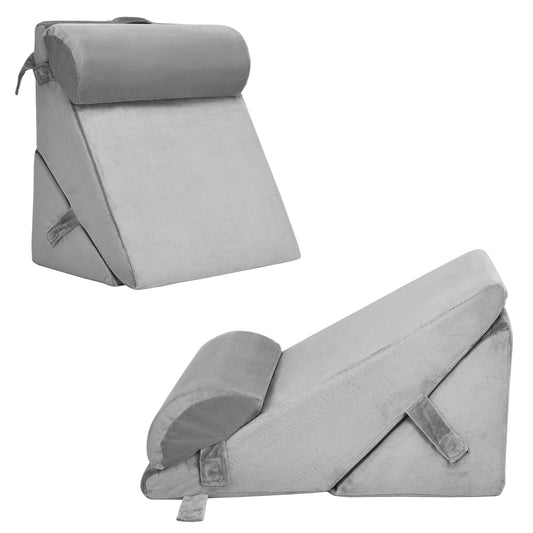 Bed Wedge Pillow with Headrest and Washable Cover for Reading