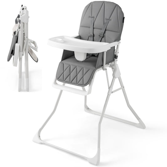 Foldable Baby Highchair Infant Dining Chair with 3-Position Adjustable Tray & Footrest