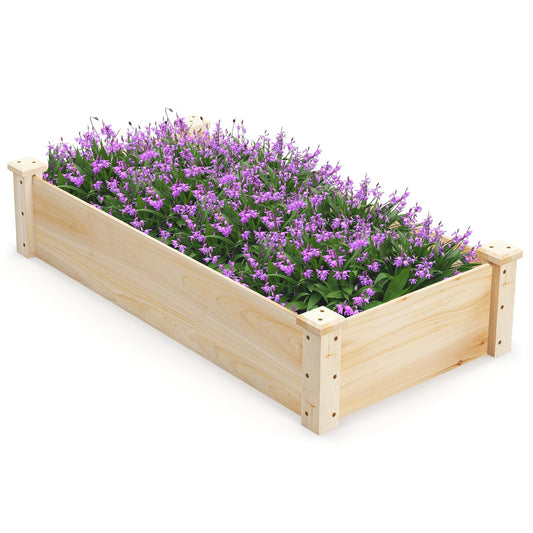 Rectangular Wooden Elevated Planter Box with Open Bottom