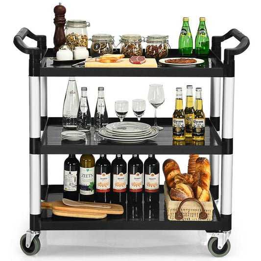 GiantexUK 3 Tier Service Cart, Large Kitchen Storage Trolley with Lockable Wheels and Ergonomic Handles
