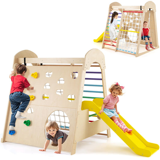 8-in-1 Indoor Jungle Gym Wooden Playground