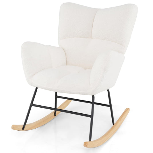Nursery Rocking Chair with Comfy Backrest and Armrest