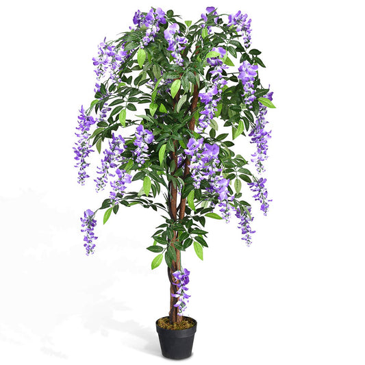 150CM Ficus Artificial Tree Fake Wisteria Tree with 3 Natural Trunks