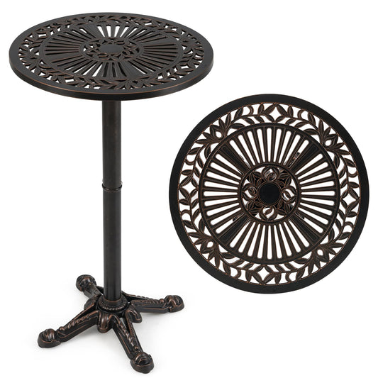 61 x 61 x 105 cm Cast Aluminum Round Bistro Table with Carved Texture