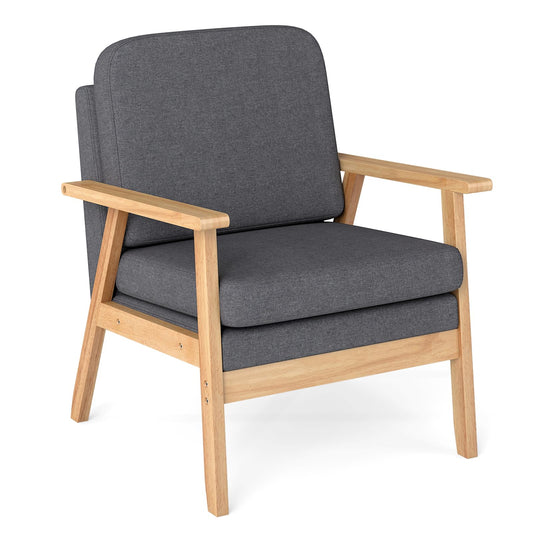 Mid-Century Accent Chair with Solid Wood Frame