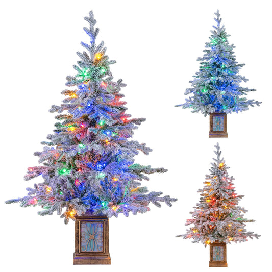 4 FT Pre-lit Artificial Christmas Trees 100 Multi-color and Warm White Dimmable Lights
