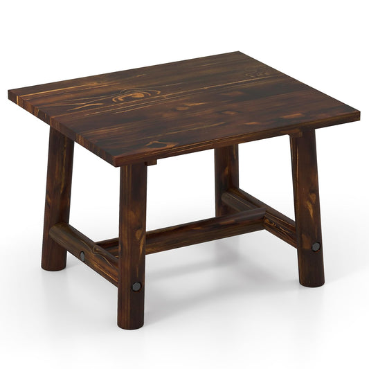 Solid Wood Small Outdoor Coffee Table with Reinforced Crossbar