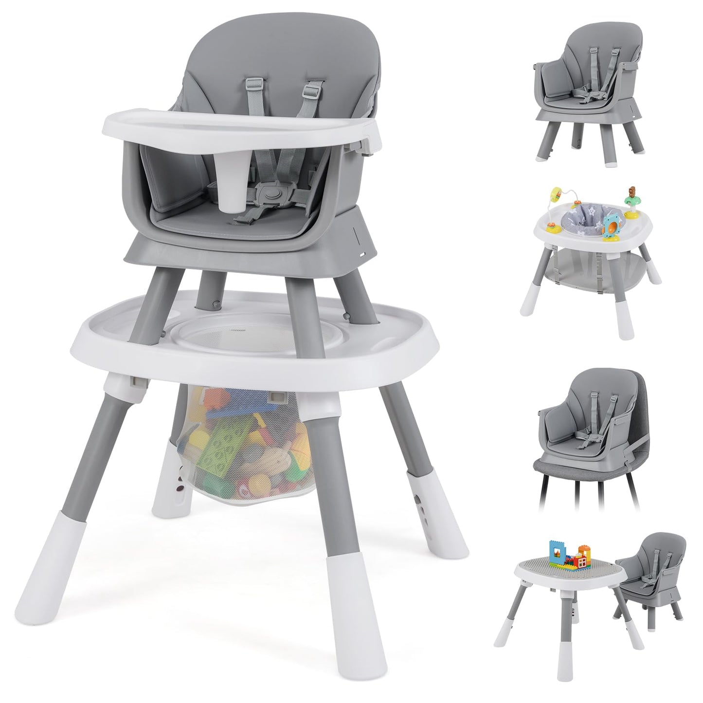 16 in 1 Convertible Highchair/Table Chair Set/Building Block Table/Booster Seat with Removable Tray